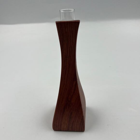 Vintage MCM Wood Test Tube Vial Bud Vase Propagation Macacauba Walnut Mini - Picture 6 of 9